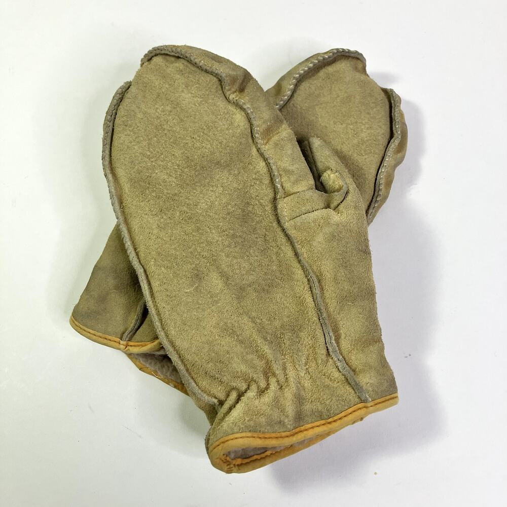 Vintage 70s Cotton Mittens Orlon Pile Lined Size XL Warm Winter Workwear USA